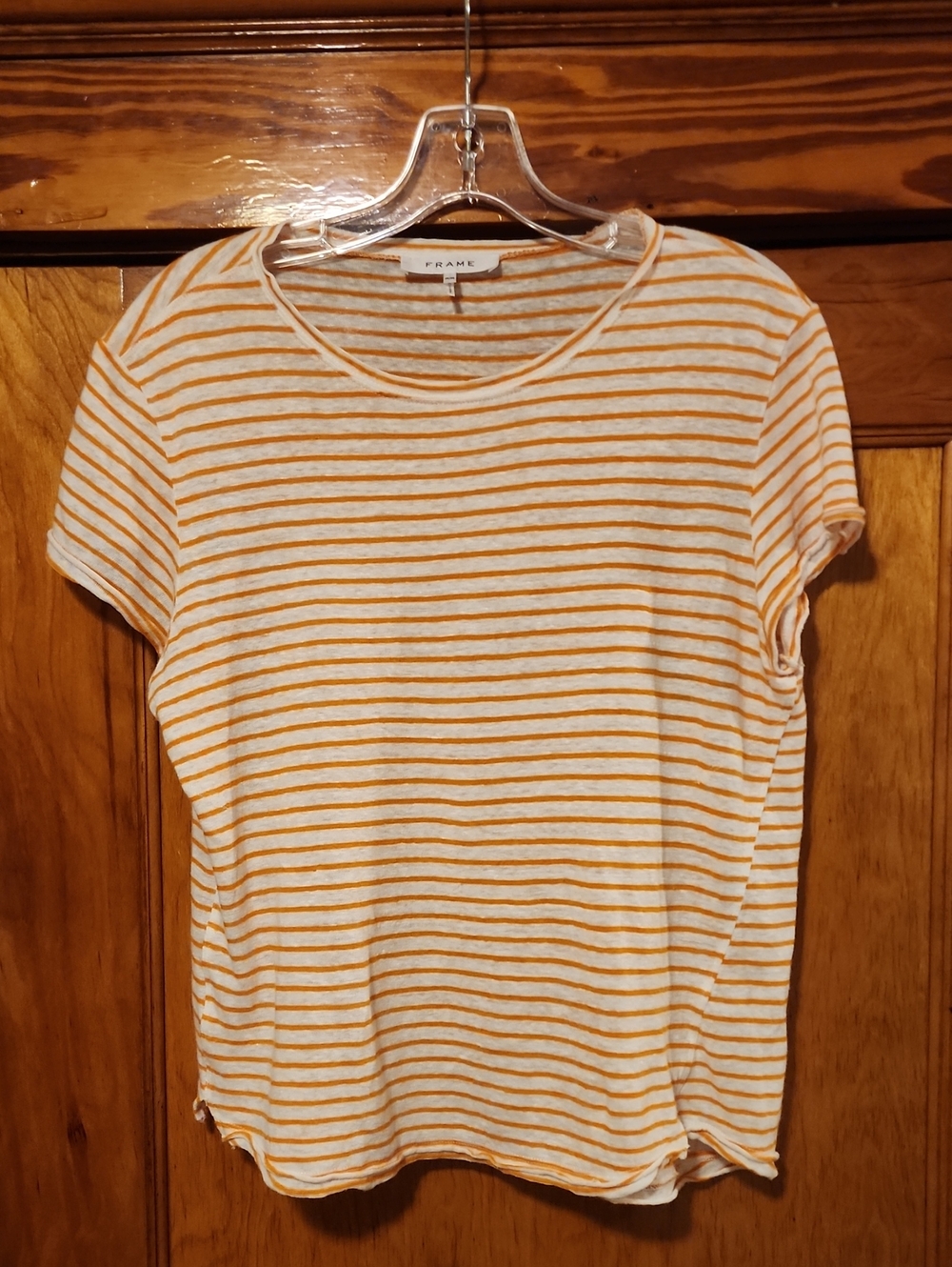 Frame Easy True Striped Linen Short Sleeve Tee size M
